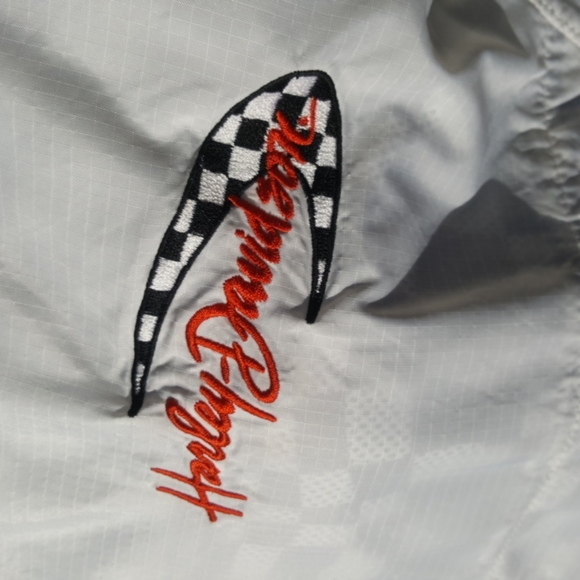 HARLEY-DAVIDSON ♡ White|Black|Orange Check Lining Zip Front Hoodie H-D Jacket M - Picture 14 of 17